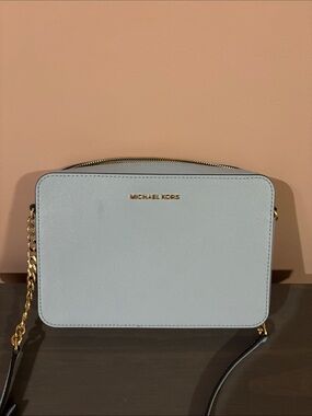 Michael Kors Powder Blue Saffiano Leather Chain Crossbody